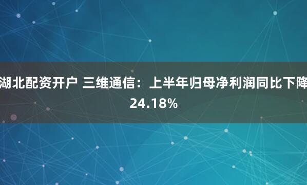 湖北配资开户 三维通信：上半年归母净利润同比下降24.18%